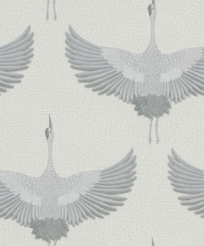 Tapete, grau-silber, Vögel, 34530, Kumano, Marburg