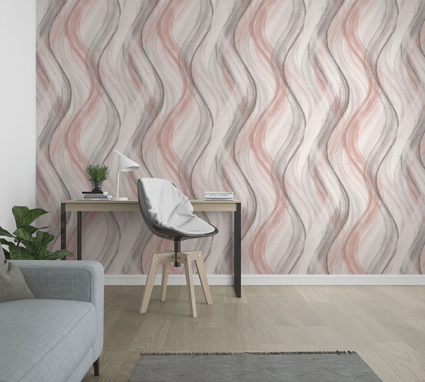 Tapete, Grau-Rosa, Wellen, 32443, Shades, Marburg