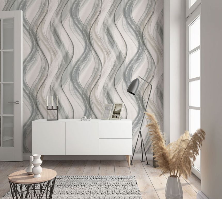 Tapete, Grau-Beige, Wellen, 32446, Shades, Marburg