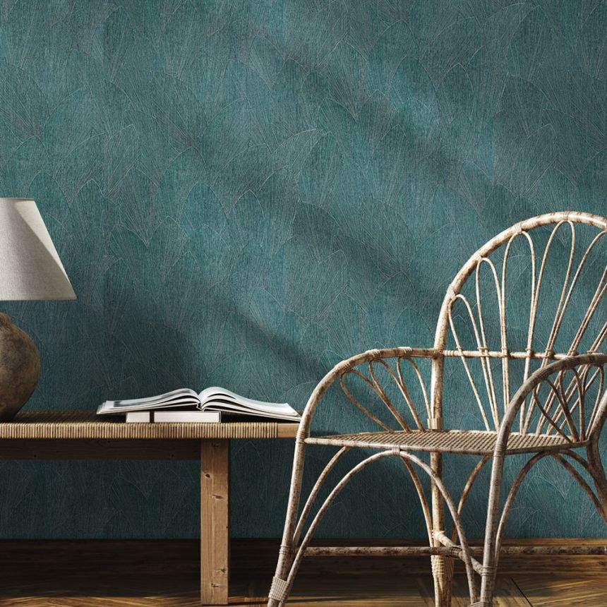 Tapete, türkis, Blätter, 35376, Timber, Marburg