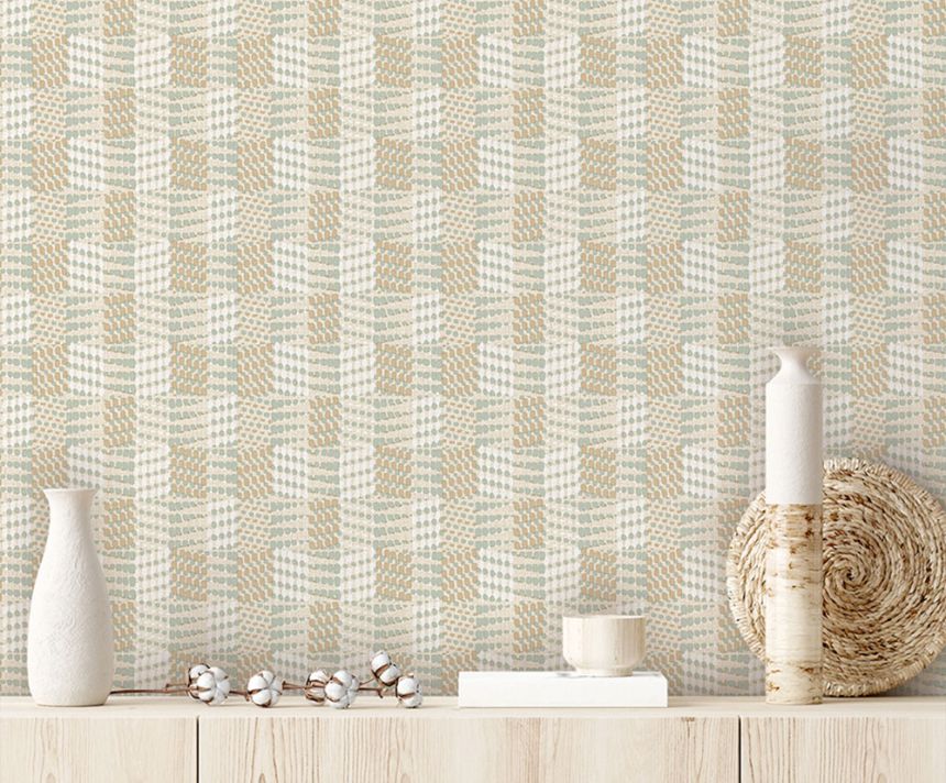 Tapete, Grün-Beige, Textiloptik, Z70705, Marrakech, Zambaiti Parati