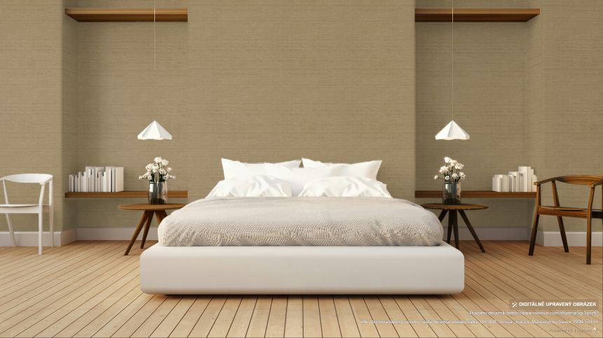 Gestreifte Tapete, grau, beige, Stoffoptik, RIC008, Serica, Traces, Masureel