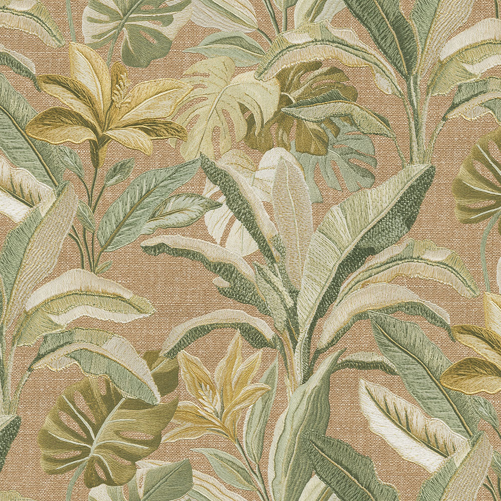 Luxustapete, braun-grün, Blumen, Blätter, 73806, Tendenze, Emiliana Parati