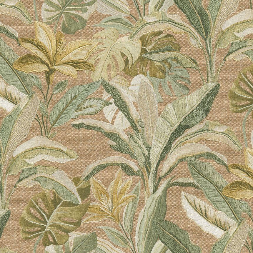 Luxustapete, braun-grün, Blumen, Blätter, 73806, Tendenze, Emiliana Parati