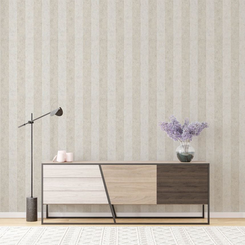 Vliestapete, beige-cremefarben, Streifen, Vintage, 34820, Up To Date, Marburg
