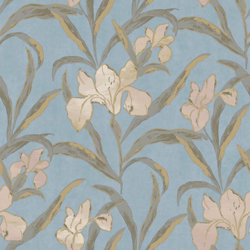 Tapete, blau, Blumen, 2024, Rio, Parato by Cristiana Masi