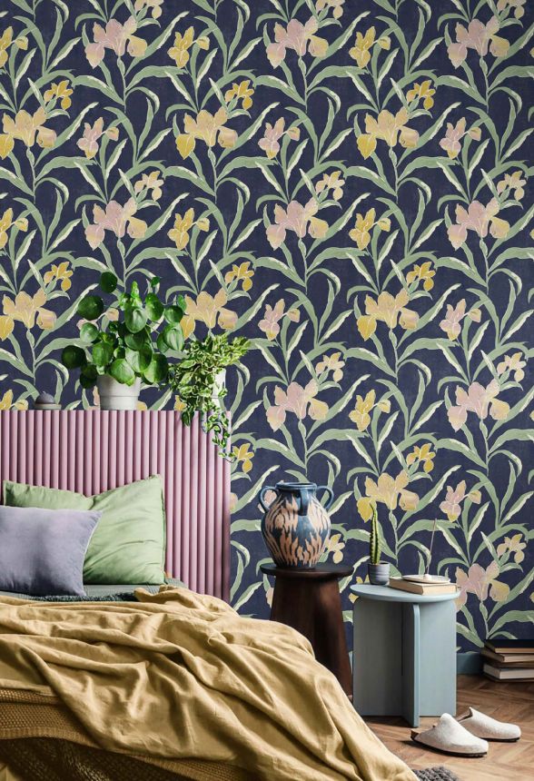 Tapete, blau, Blumen, 2025, Rio, Parato by Cristiana Masi