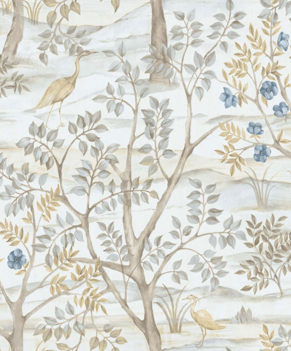 Tapete, blau, Bäume, Vögel, 8316, Blooming Garden 2, Parato by Cristiana Masi