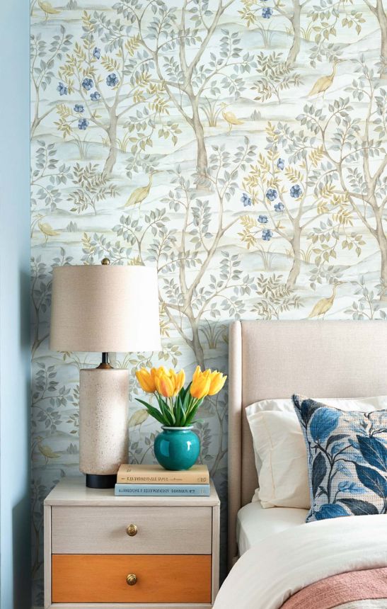 Tapete, blau, Bäume, Vögel, 8316, Blooming Garden 2, Parato by Cristiana Masi