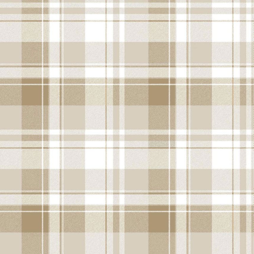 Tapete, beige, Tartan-Stoffoptik, 8386, Blooming Garden 2, Parato by Cristiana Masi