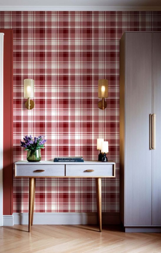 Tapete, rot, Tartan-Stoffoptik, 8389, Blooming Garden 2, Parato by Cristiana Masi