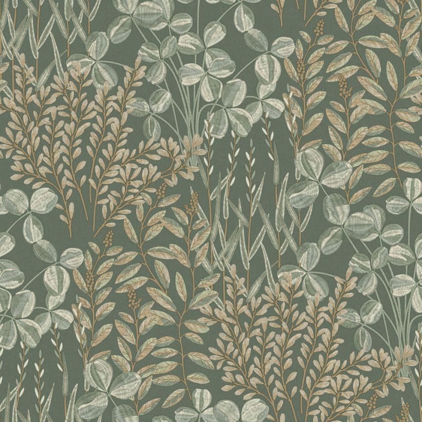 Tapete, grün, Blätter und Gras, A78901, Inia, Grandeco