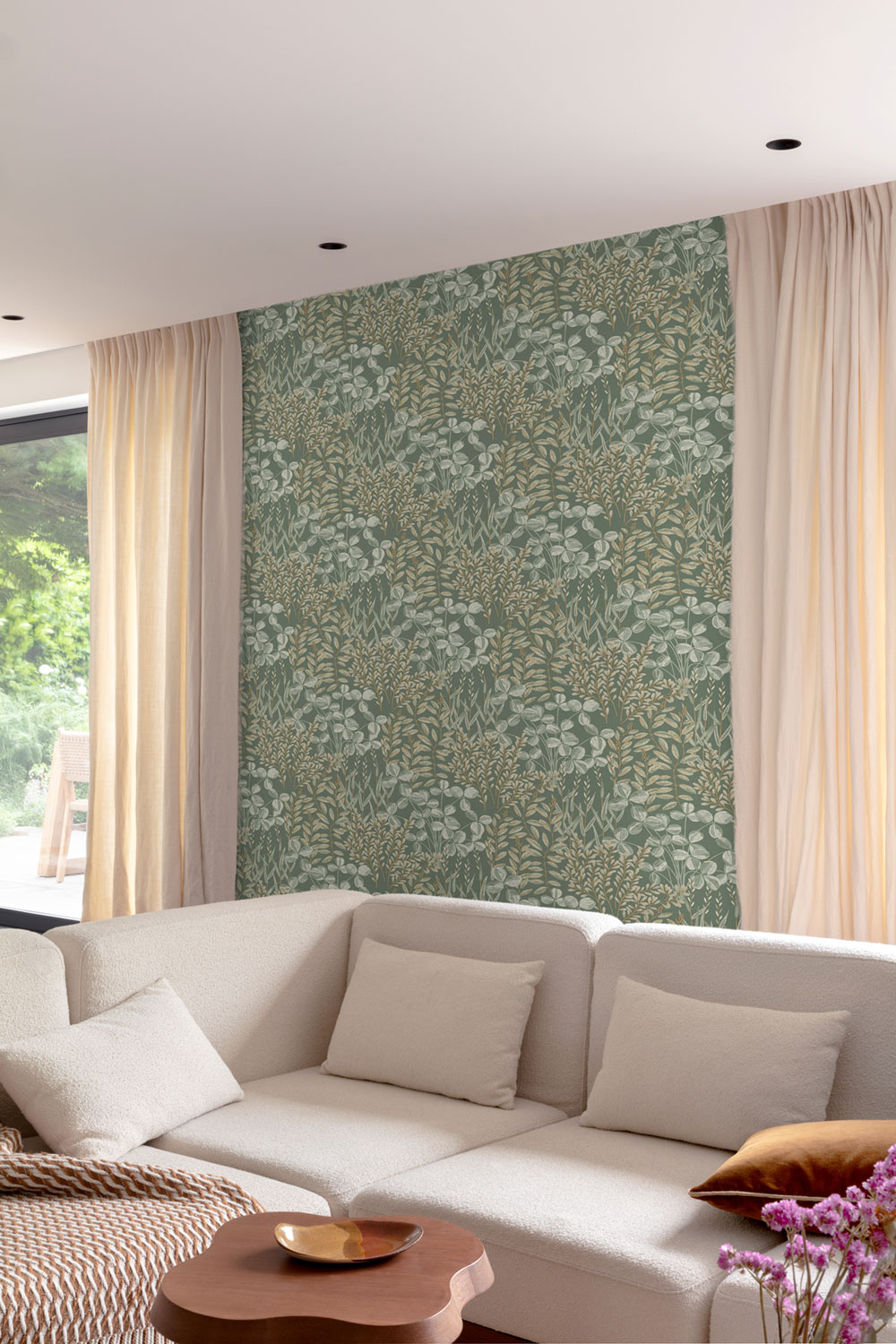 Tapete, grün, Blätter und Gras, A78901, Inia, Grandeco