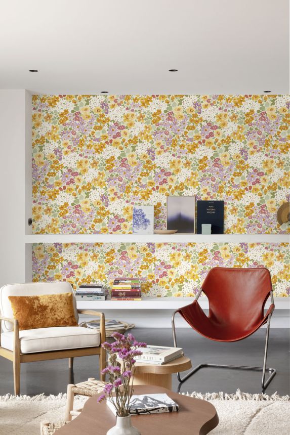 Tapete, orange, Blumen, A80501, Inia, Grandeco