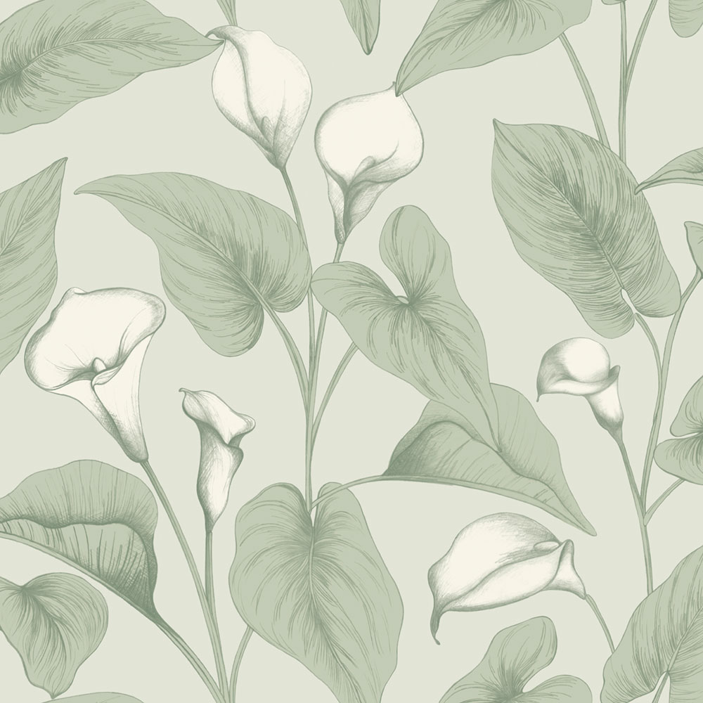 Tapete, grün, Blumen, Blätter, A83601, Inia, Grandeco