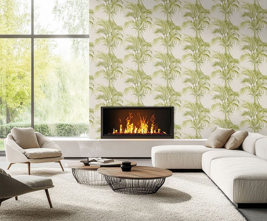 Tapete, weiß, grün, Streifen, Blätter, Z81019, Philipp Plein 2, Zambaiti Parati