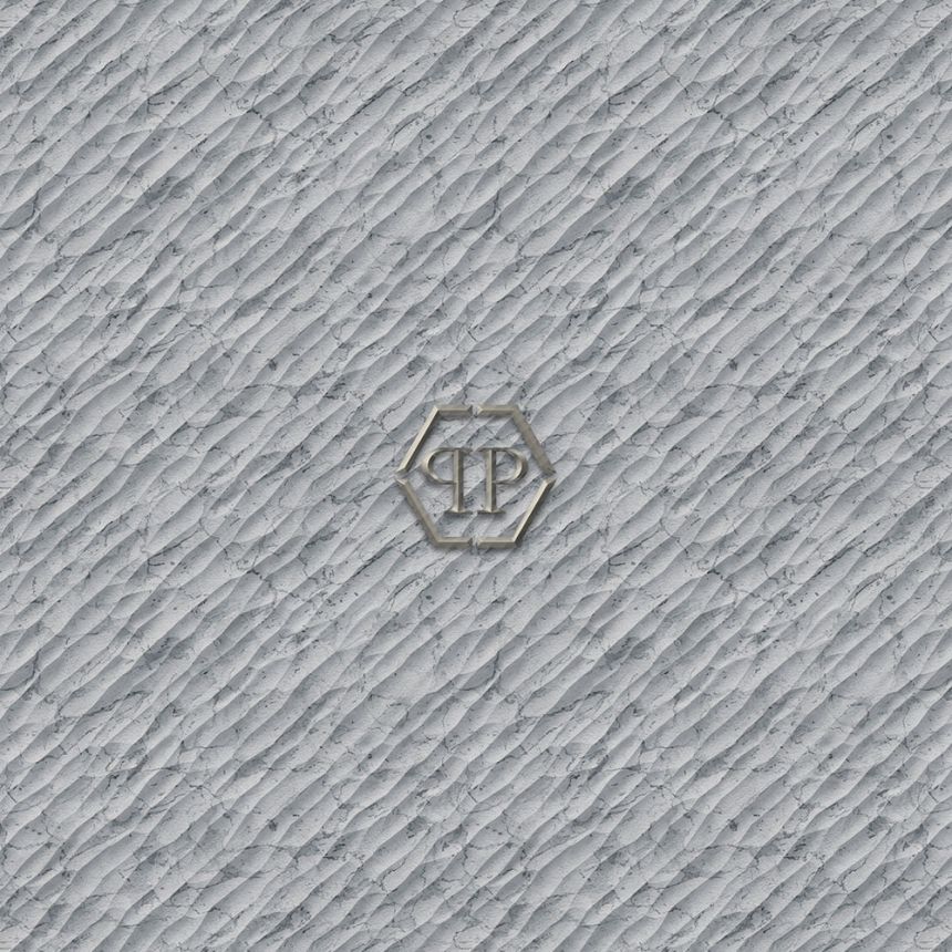 Fototapete, grau, Marmor, Logo, Z81060, 3x3 m, Philipp Plein 2, Zambaiti Parati