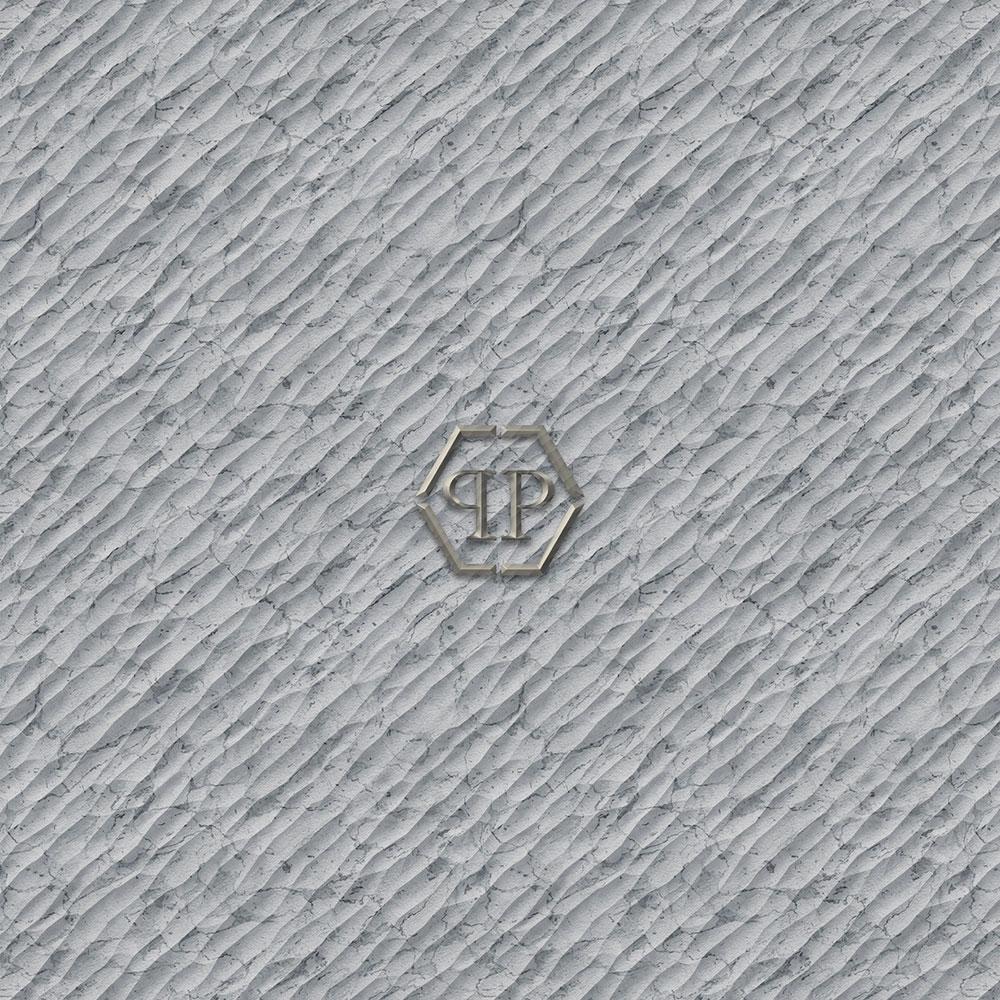 Fototapete, grau, Marmor, Logo, Z81060, 3x3 m, Philipp Plein 2, Zambaiti Parati