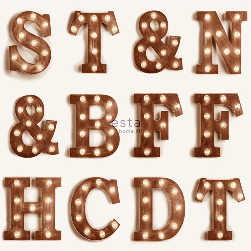 Non-woven wallpaper 138850, Letters, Neons, FAB, Esta