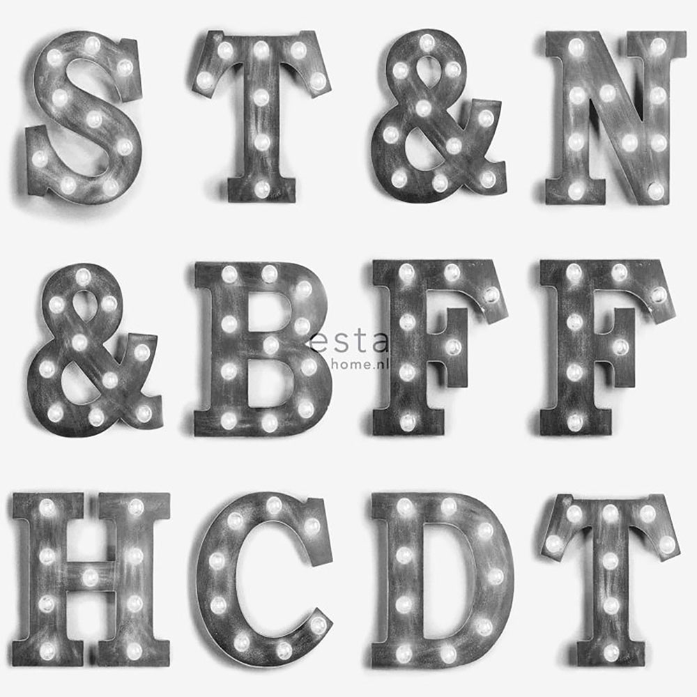 Non-woven wallpaper 138849, Letters, Neons, FAB, Esta