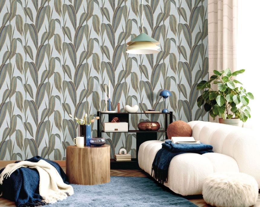 Tapete, blau, braun, Blätter, 5836, Jaipur, Parato by Cristiana Masi