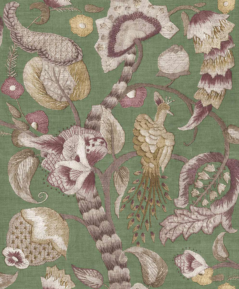 Tapete, lila, grau, blühende Zweige, Vögel, 5805, Jaipur, Parato by Cristiana Masi