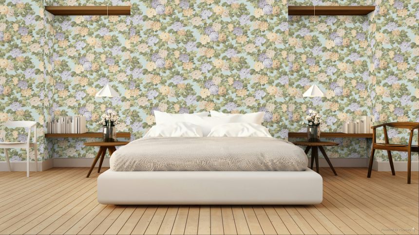 Blumentapete, blau, grün, 7716, Agora, Parato by Cristiana Masi