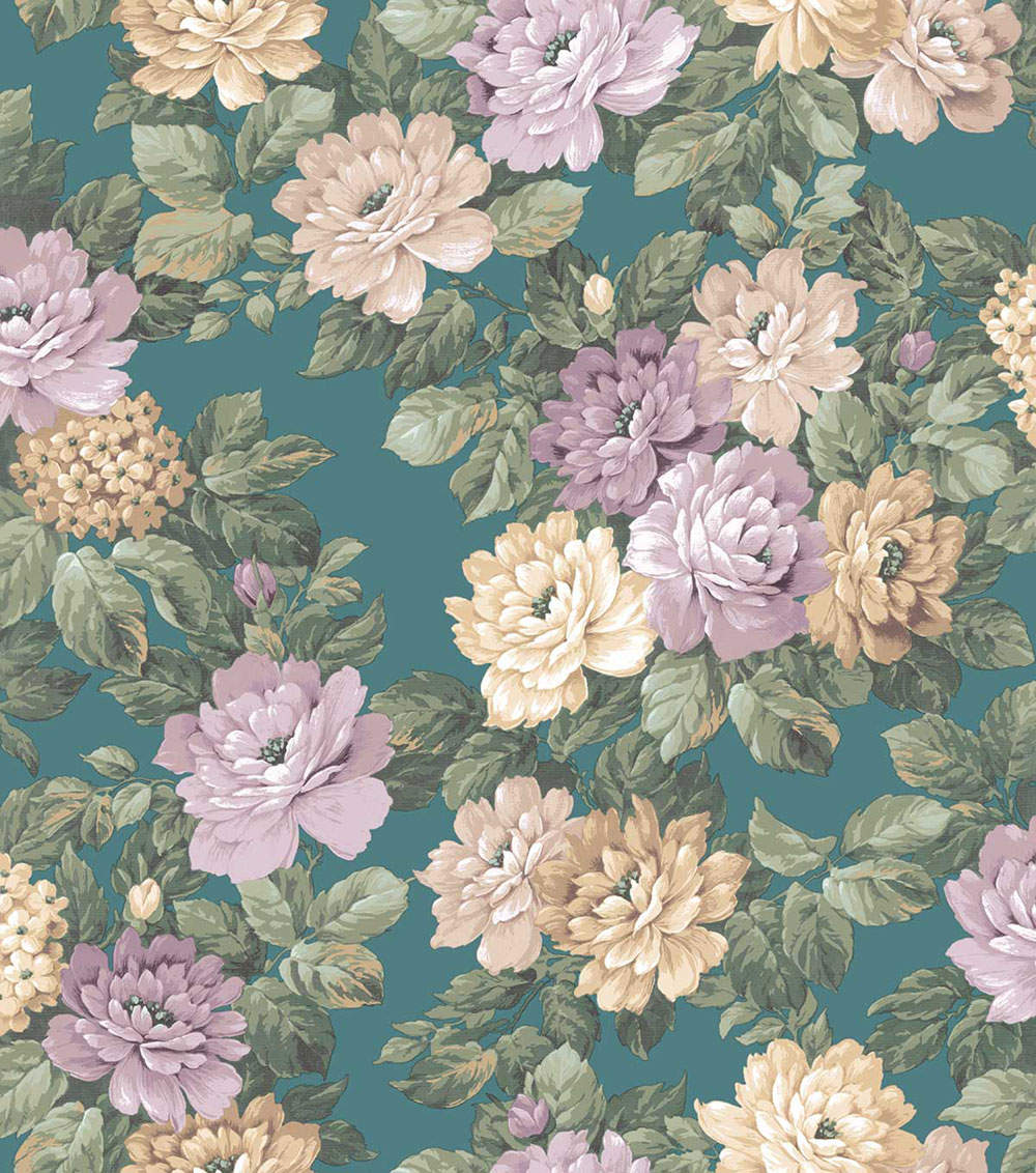 Blumentapete, grün, lila, 7719, Agora, Parato by Cristiana Masi