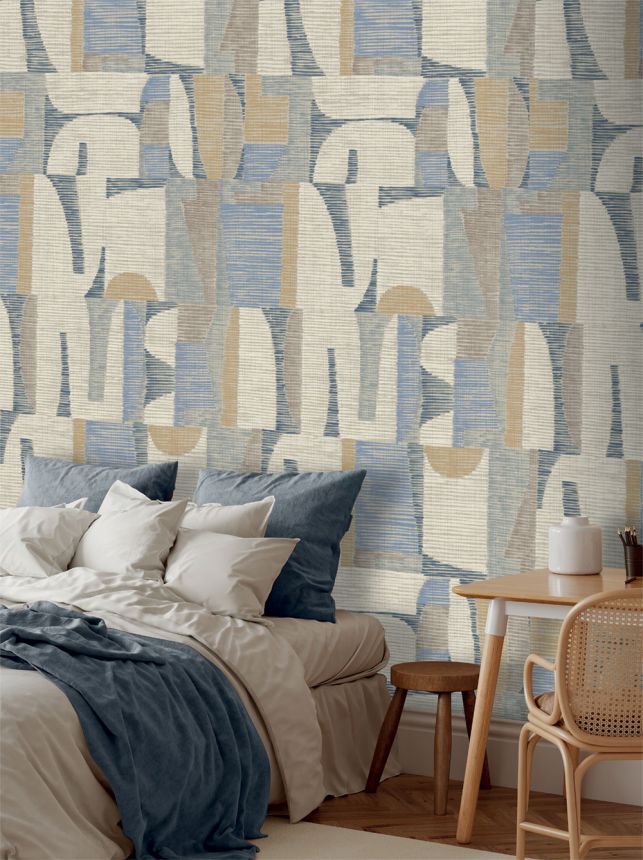 Geometrische Fototapete, Beige, Blau, IMD28102, Imani, Decoprint