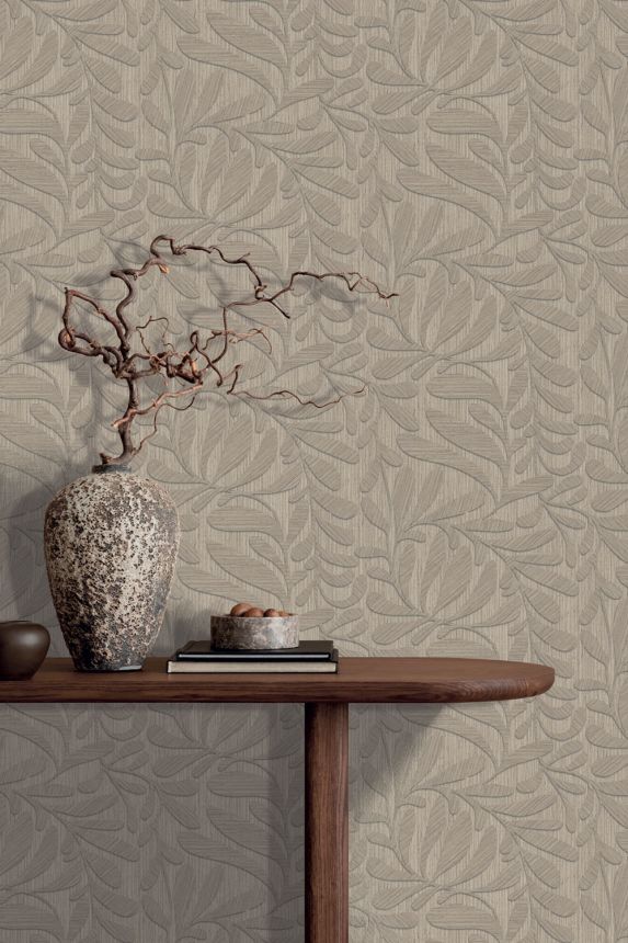 Tapete, Braun, Grau, Holzoptik, Blätter, TN29051, Terra Nova, Decoprint