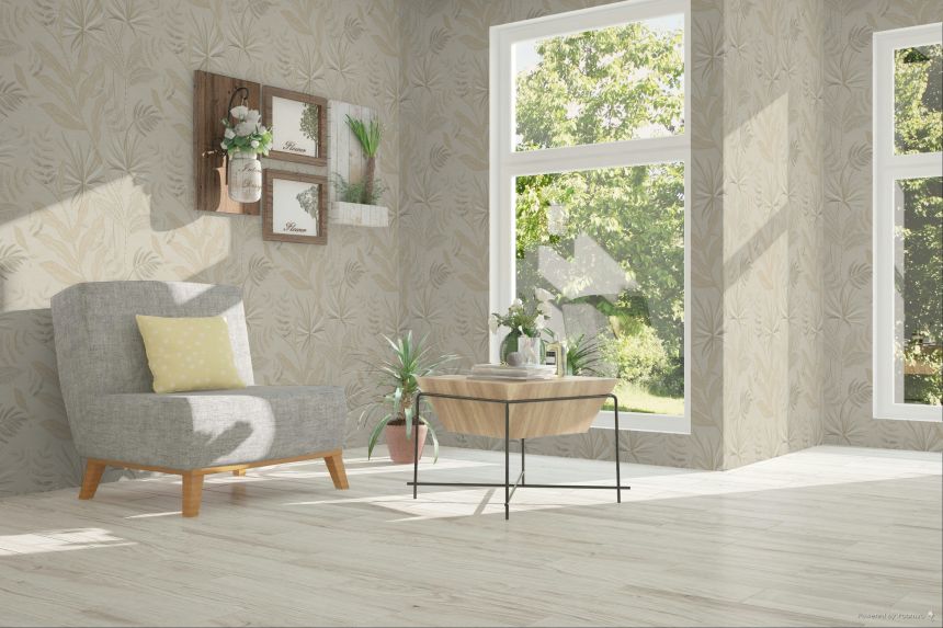 Tapete, Beige, Stoffoptik, Blätter, TN29080, Terra Nova, Decoprint