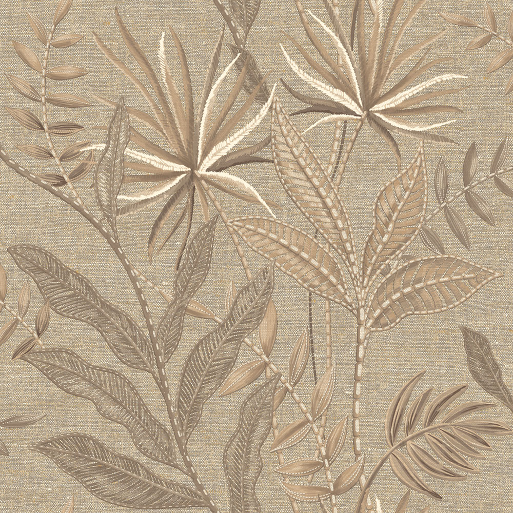 Tapete, Braun, Beige, Stoffoptik, Blätter, TN29081, Terra Nova, Decoprint