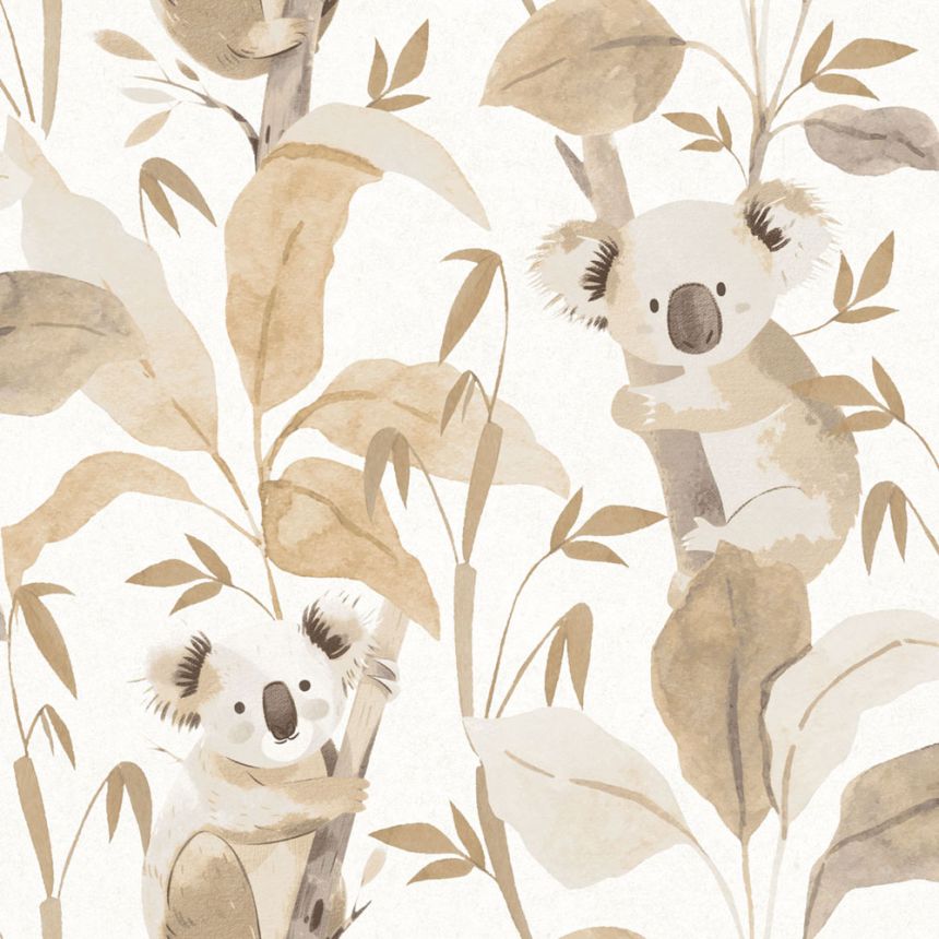 Kindertapete, beige, braun, Koalas und Pflanzen, 4438, Momi, Parato by Cristiana Masi