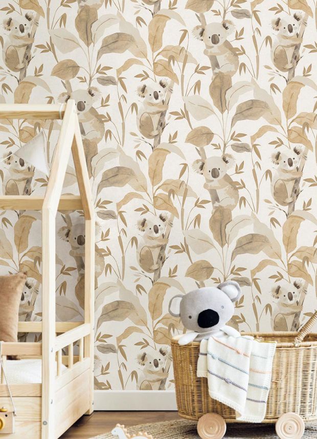 Kindertapete, beige, braun, Koalas und Pflanzen, 4438, Momi, Parato by Cristiana Masi