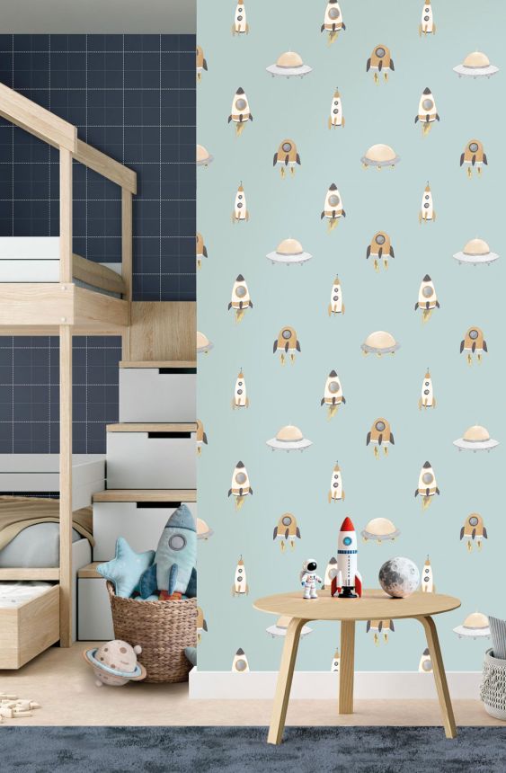 Tapete, dunkelblau, weiß, kariert, 4480, Momi, Parato by Cristiana Masi