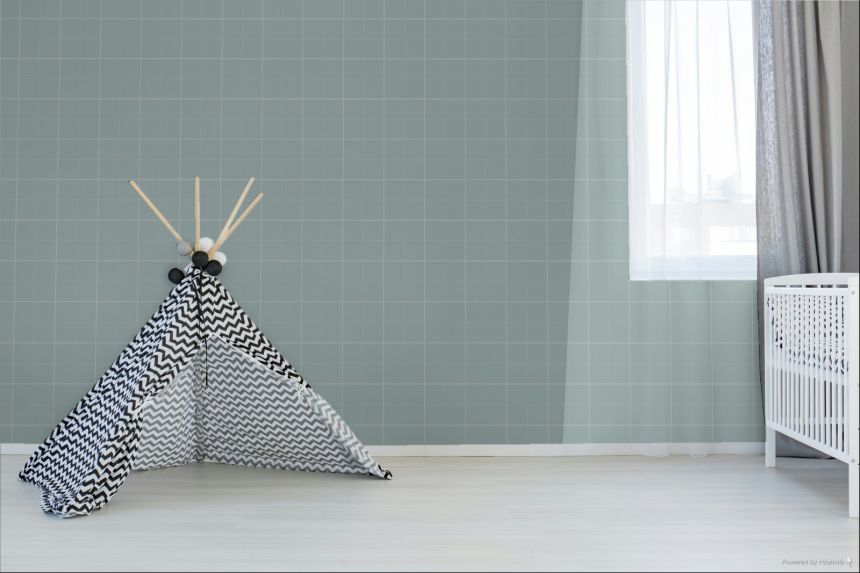 Tapete, hellblau, weiß, kariert, 4482, Momi, Parato by Cristiana Masi