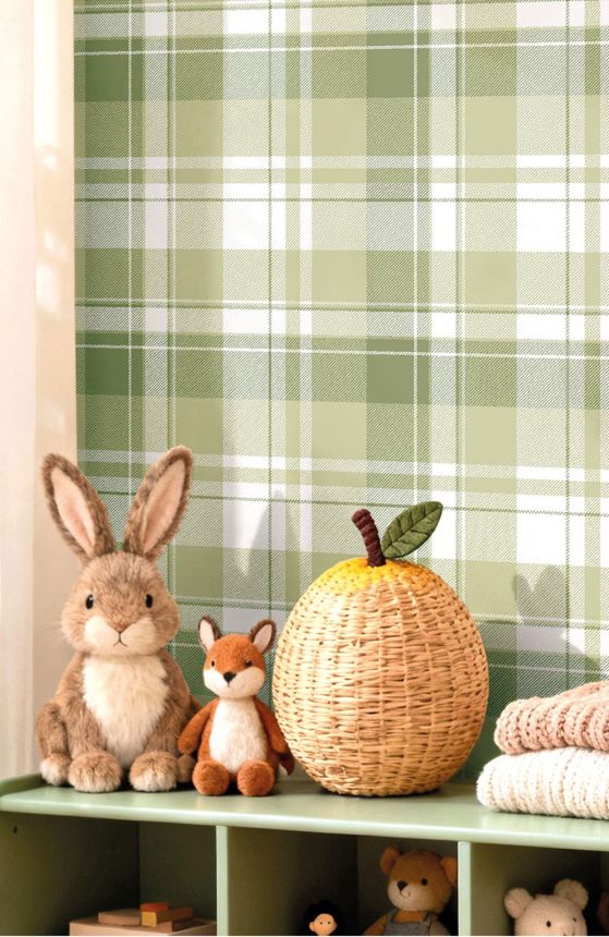 Tapete, grün, karierte Stoffoptik, 4490, Momi, Parato by Cristiana Masi