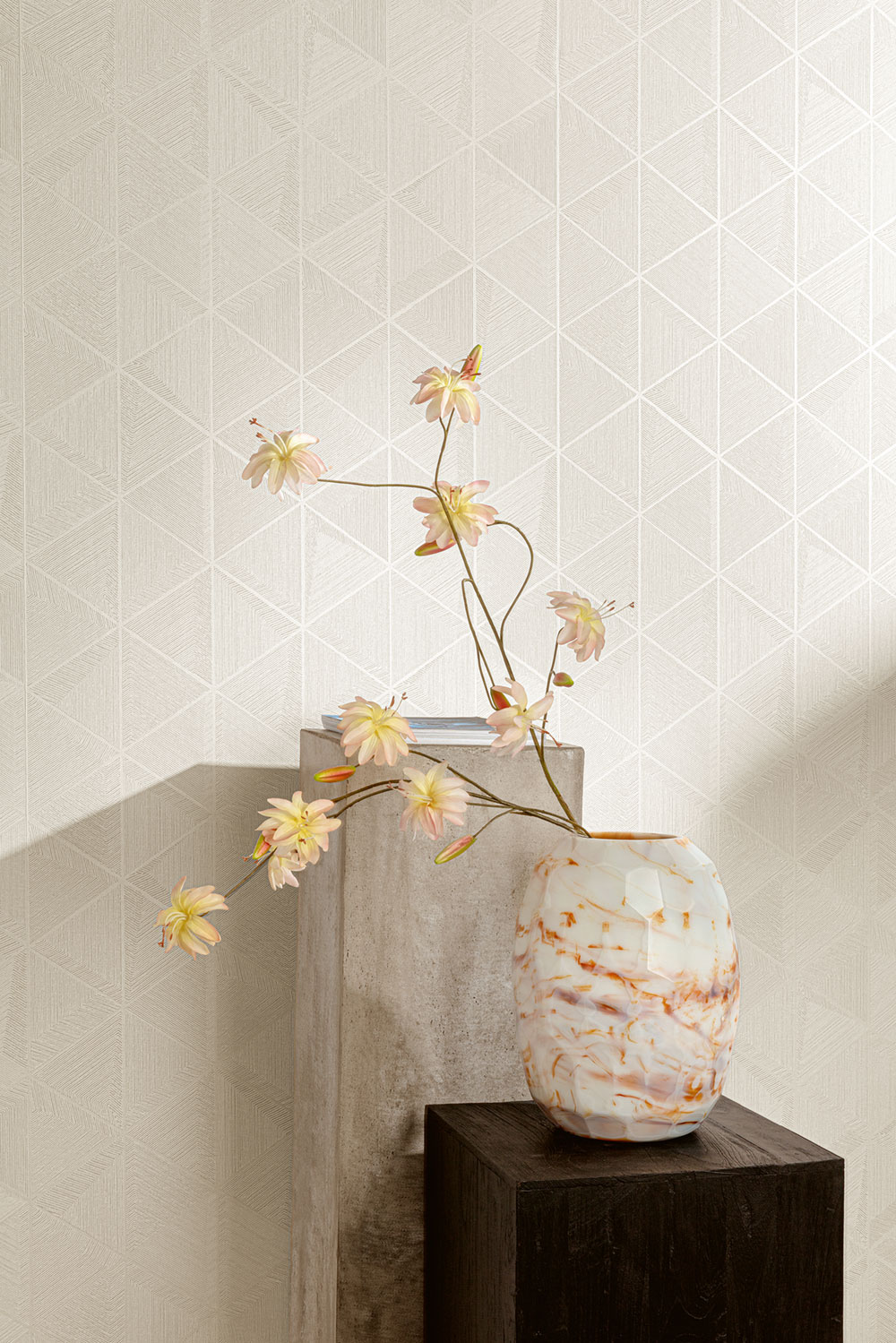 Tapete, beige, silber, Dreiecke, TRA102, Traces, Masureel