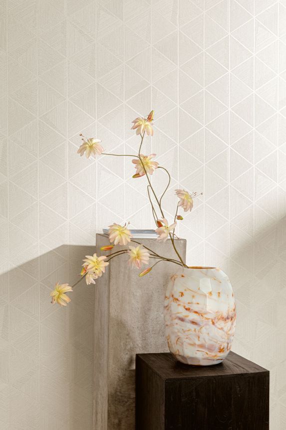 Tapete, beige, silber, Dreiecke, TRA102, Traces, Masureel