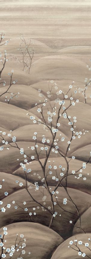 Fototapete, beige, grau, blühende Sakura-Zweige, DGTRA5013-260, Traces, Masureel