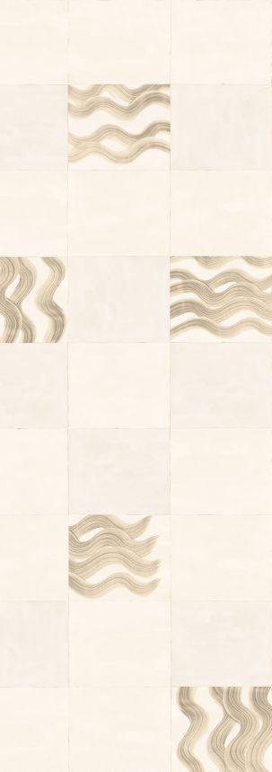 Fototapete, beige, grau, Wellen in Quadraten, DGTRA6013-260, Traces, Masureel