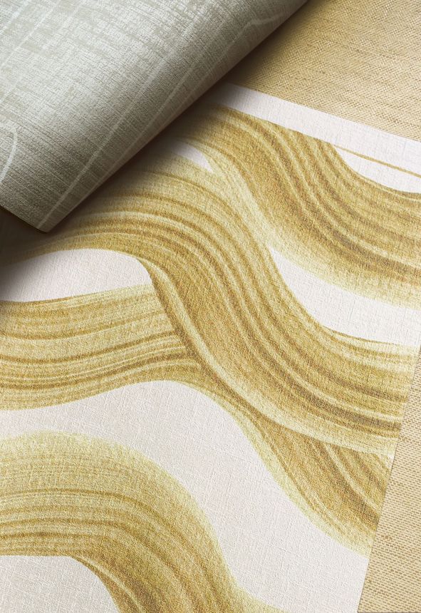 Fototapete, beige, gold, Wellen in Quadraten, DGTRA6021-260, Traces, Masureel