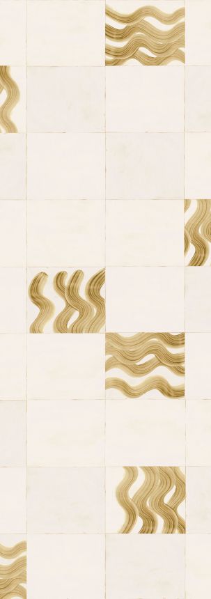 Fototapete, beige, gold, Wellen in Quadraten, DGTRA6022-260, Traces, Masureel