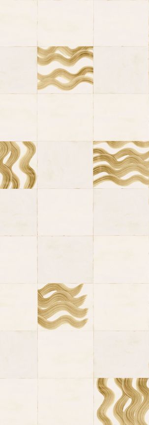 Fototapete, beige, gold, Wellen in Quadraten, DGTRA6023-260, Traces, Masureel