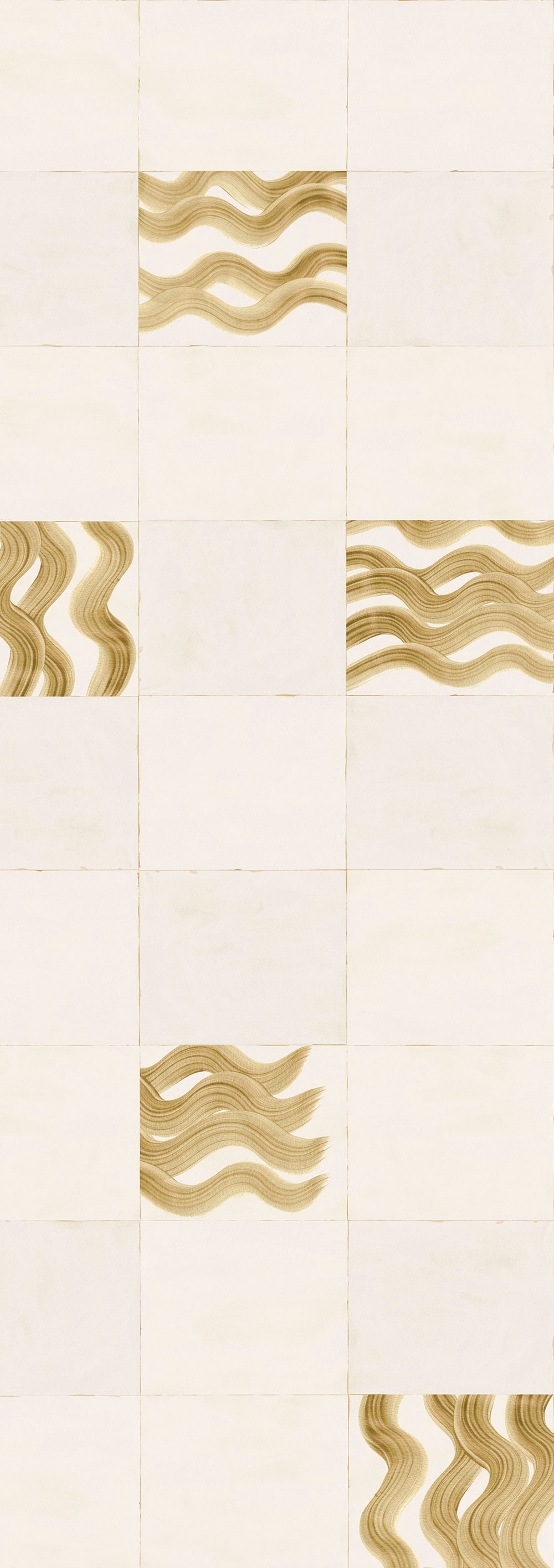 Fototapete, beige, gold, Wellen in Quadraten, DGTRA6023-300, Traces, Masureel