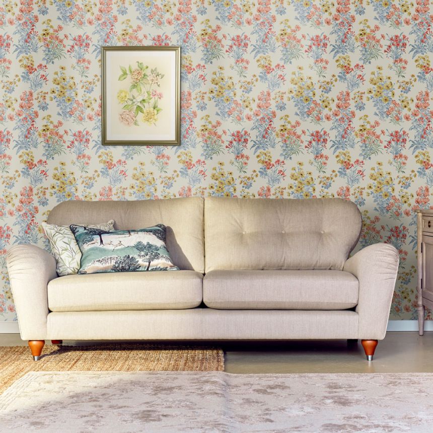 Tapete, Blau, Rot, Wildblumen, 122742, Laura Ashley 4