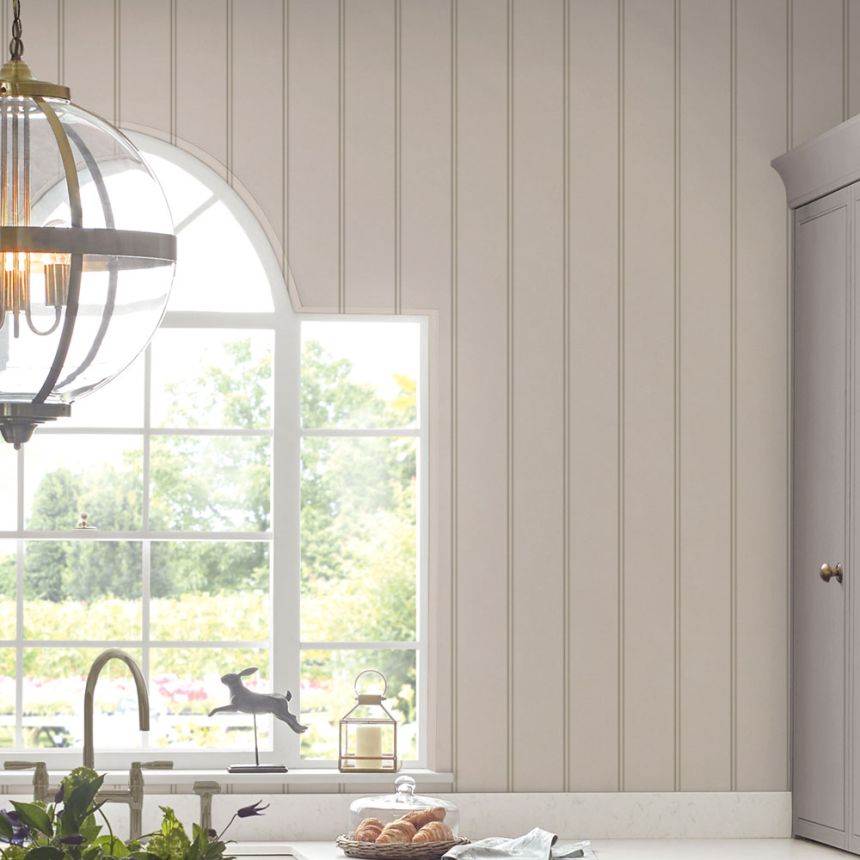 Gestreifte Tapete, Grau, Beige, 122759, Laura Ashley 4