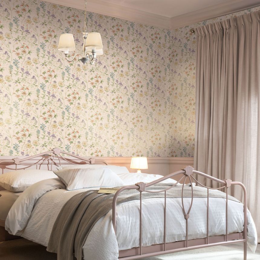 Tapete, Grün, Blau, Wildblumenwiese, 122764, Laura Ashley 4