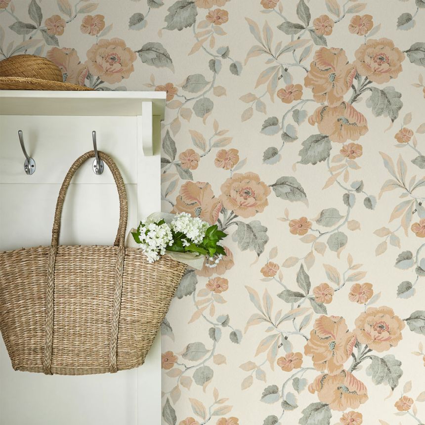 Blumentapete, Orange, Weiß, 127397, Laura Ashley 4