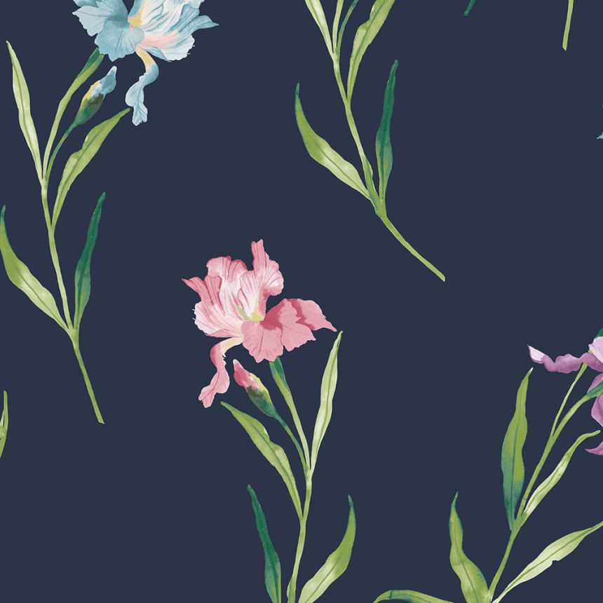 Tapete, Blau, Rosa, Schwertlilien, 127399, Laura Ashley 4